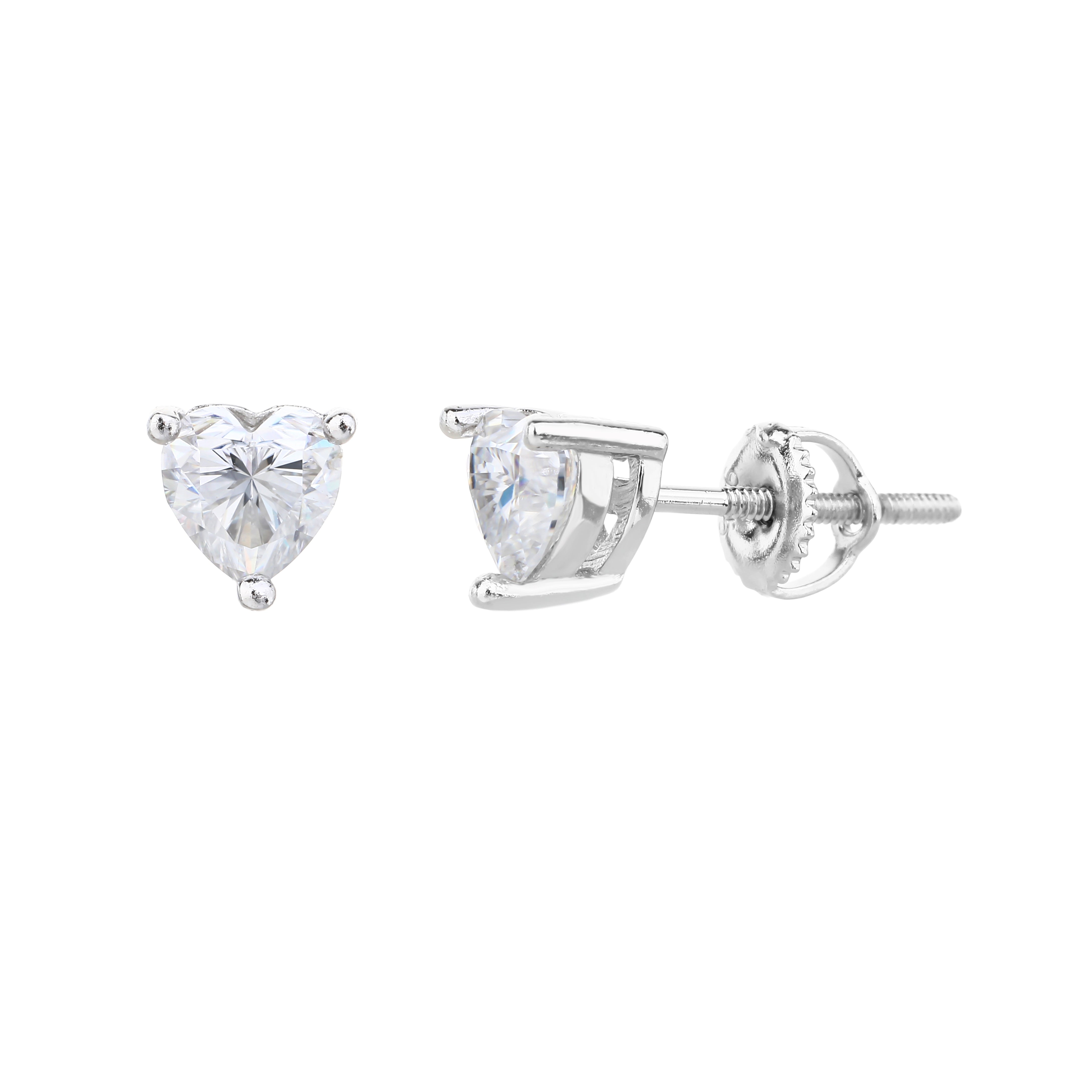Modo Letters עגיל מוסונייט לב 1 קראט – Modo Jewelry